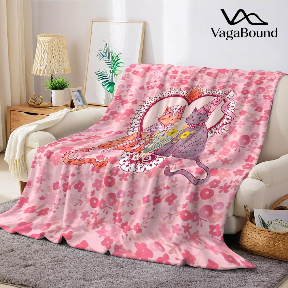 Royal Cat Love Flannel Blanket Warm Soft Halloween Christmas Couch Warm Cozy Decorative Decor Gift for All Season