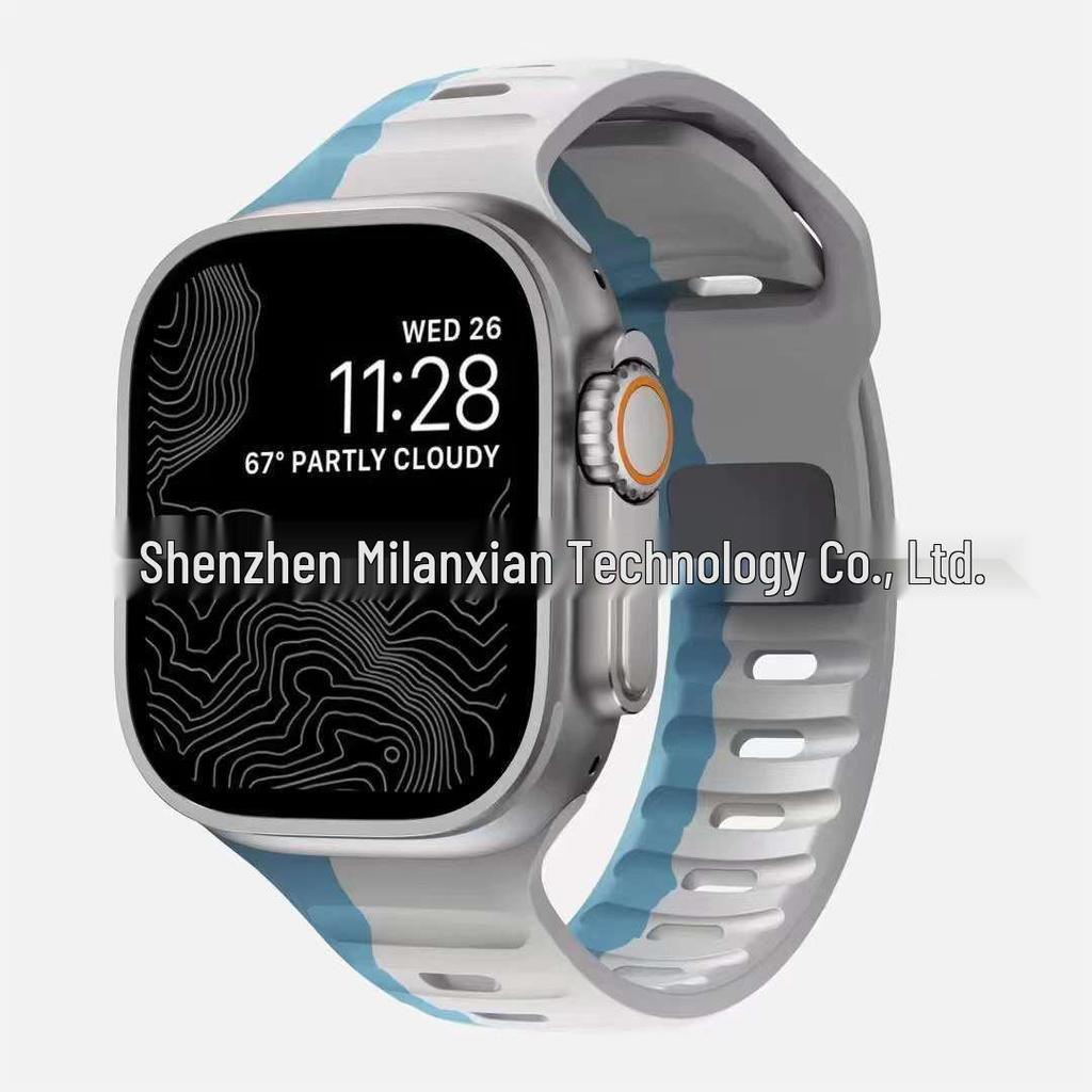 IWatch7 Diamantschnalle Horizontaler Streifen S9 Silikonarmband für Apple Watch 8/Ultra
