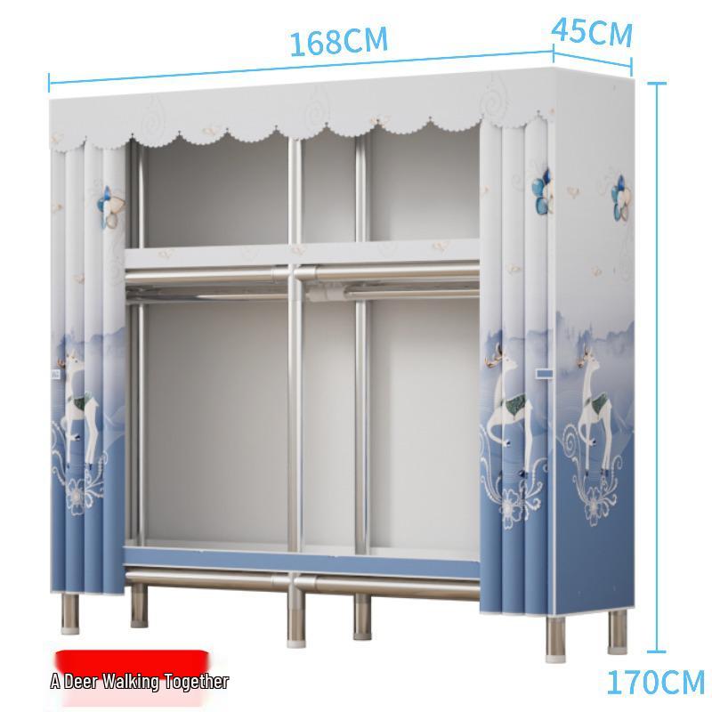 Durable Steel-Framed Wardrobe with Reinforced Fabric for Bedroom Storage, Assembly Required