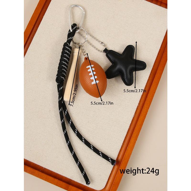 Cross-border hot-selling leather five-pointed star bag pendant camera baseball football DIY bag pendant keychain