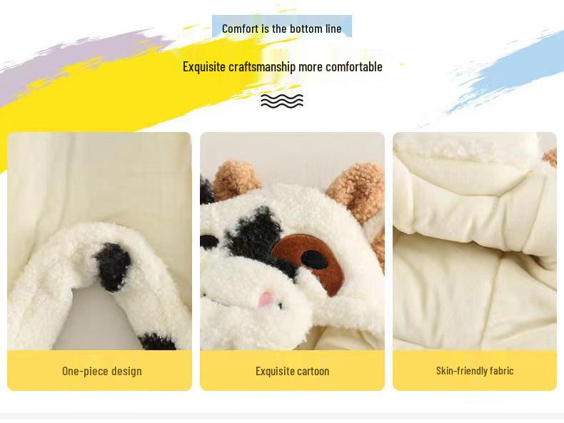 Adorable Cow Winter Romper - Cozy Lamb Wool for Newborns