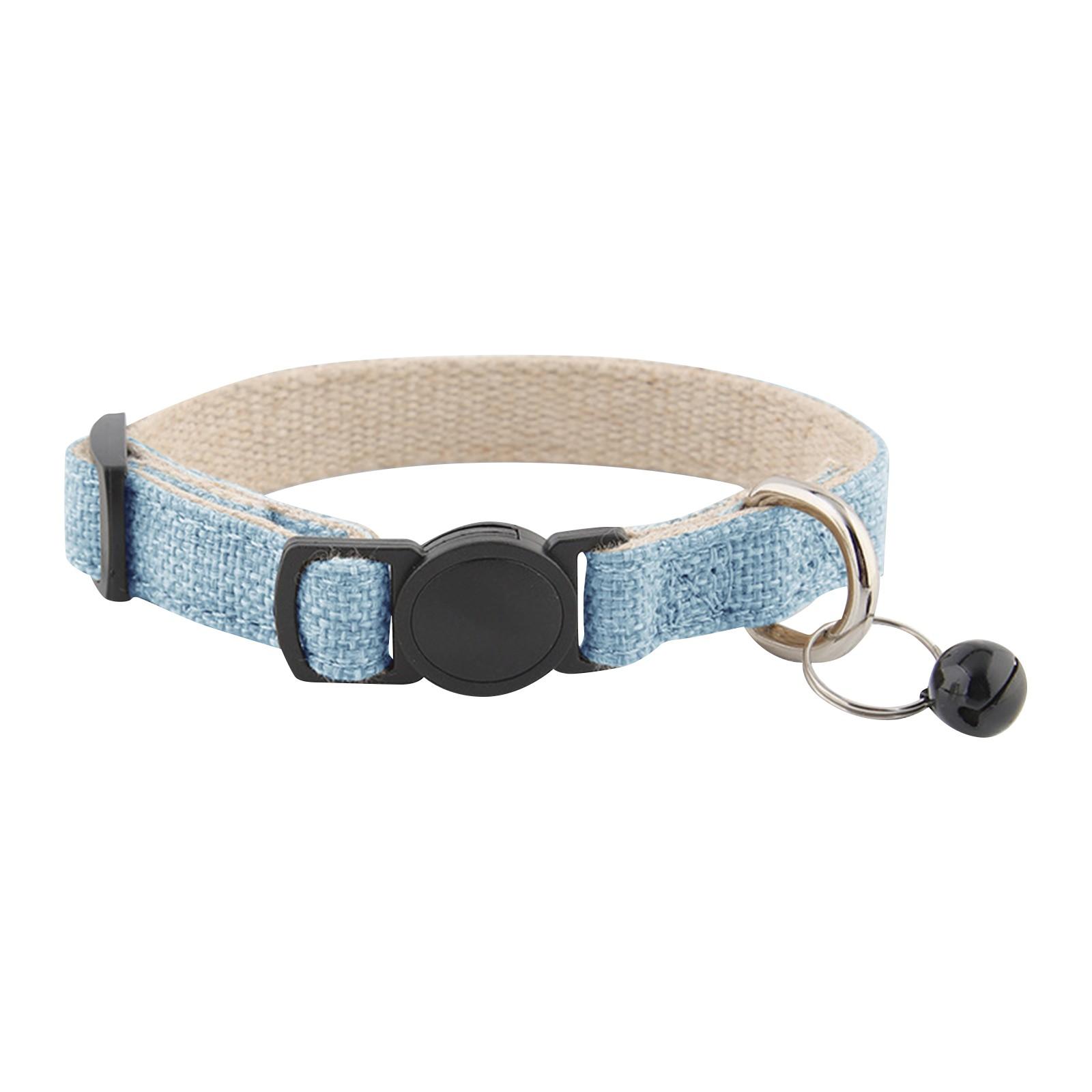 

Льняний нашийник для котів Нашийник для цуценят Екологічно чисті ювелірні вироби з дзвіночками Комір із бавовни та льону для цуценят Тедді One Size небо синє кольору