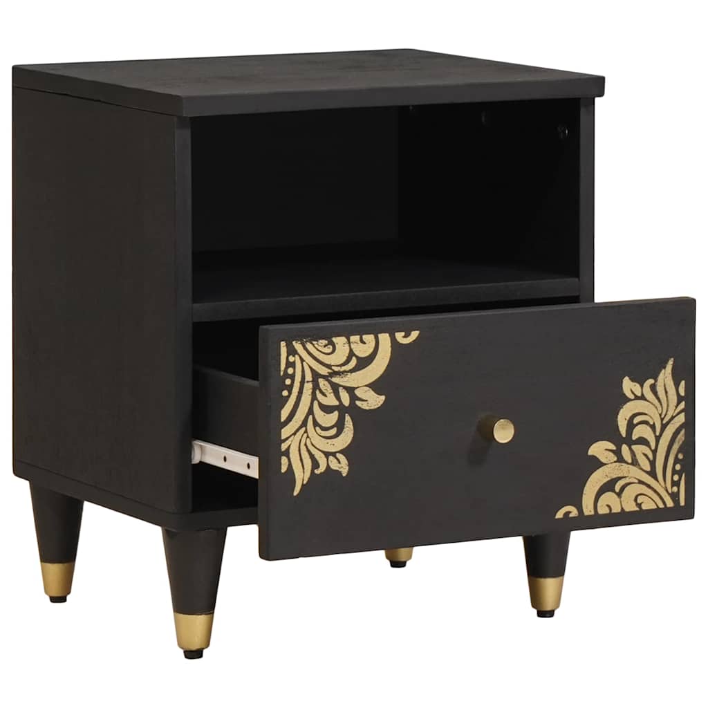 Nightstand Black 40 x 33 x 46 cm Solid Mango Wood