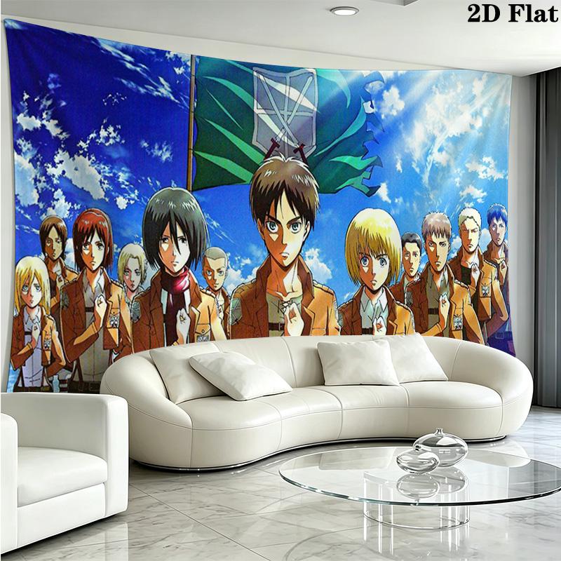 Anime Titan Attack Wall Tapestry Aesthetic Wall Hanging Printed Fabric Blanket Decorative Tapestries for Bedroom Living Room Home Decor