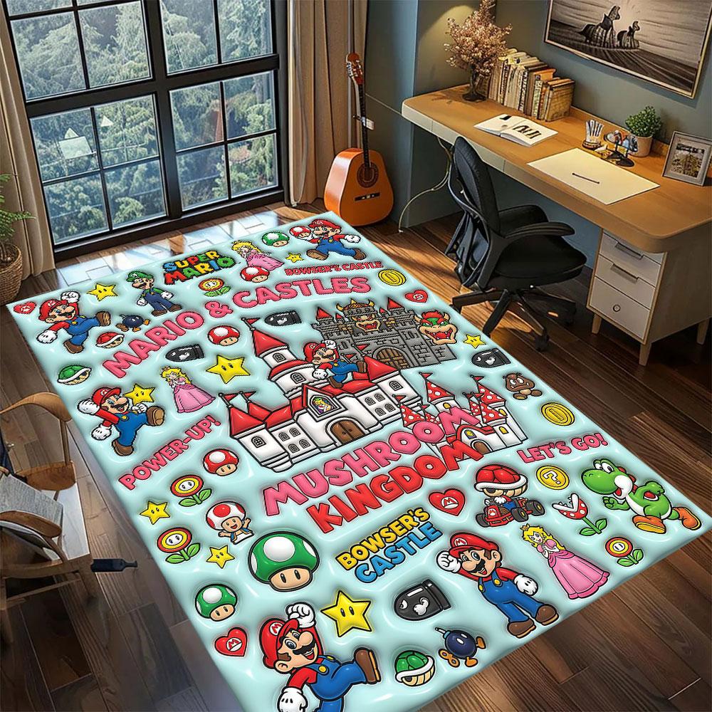 Mario Anime Character Carpet for Living Room Bedroom Home Decor Cool Movie Mat Play Floor Mat