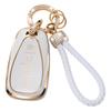 Gold-Rimmed Car Key Set with Diamond Ring Pendant Key Chain