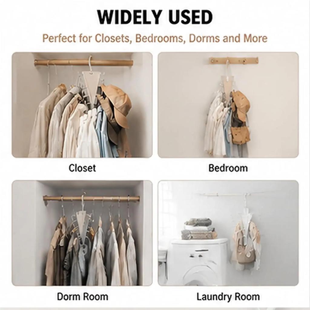 V-Shaped Hanger 360° Rotatable Storage Holder With 12 Hooks Double Sided Wall Mounted Hanger Space Saving Hat Rack Wardrobe Rack