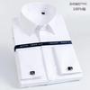 Camicia da uomo in cotone 100% di qualità, con polsino alla francese, bottone nascosto, vestibilità standard, manica lunga, polsini alla francese