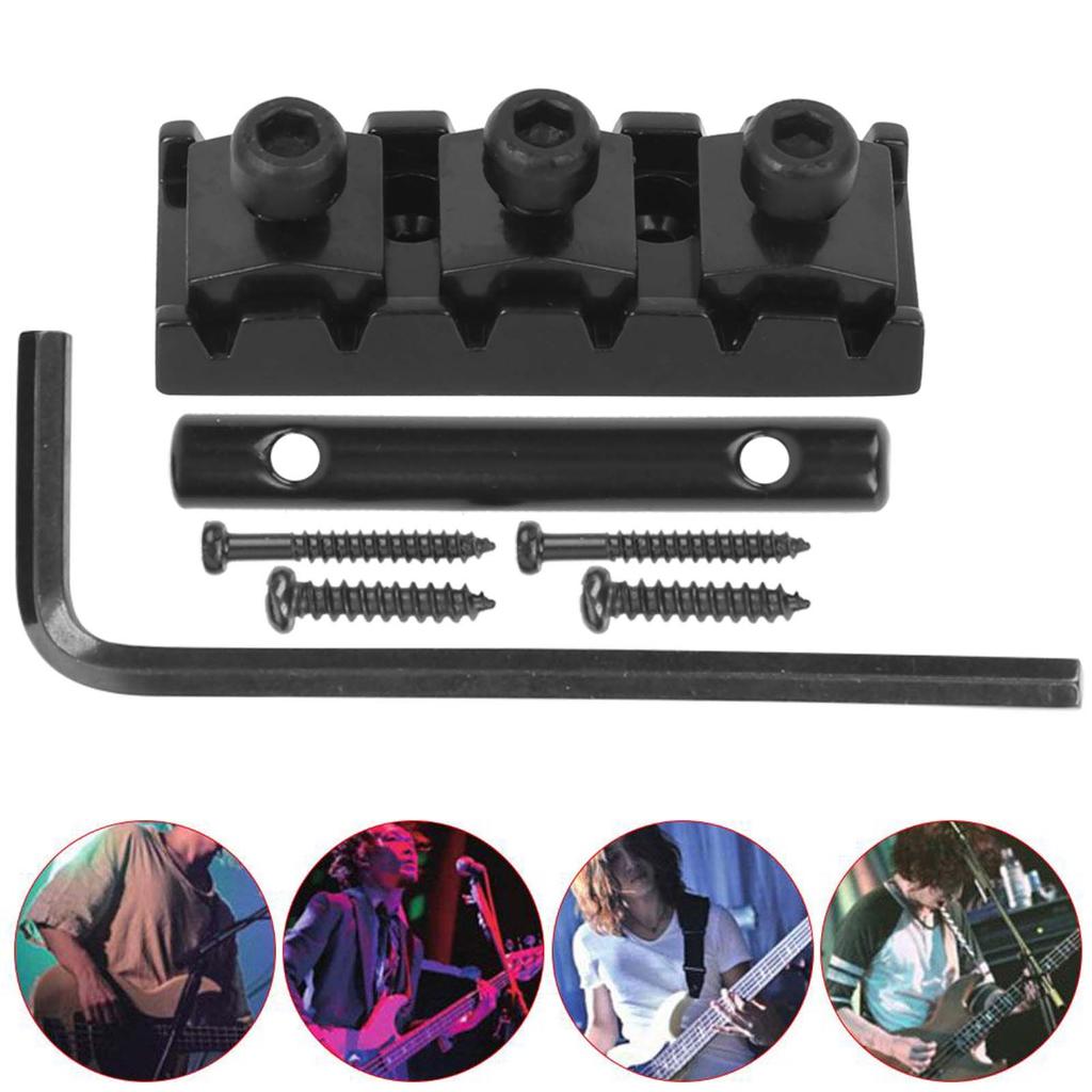 Electric Guitar String Lock Nut with Headstock String Retainer Bar Screw Hex Wrench ReplacementBlack(GE99)