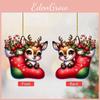 Themed Christmas Reindeer Socks Pattern Acrylic Pendant For Holiday Decoration