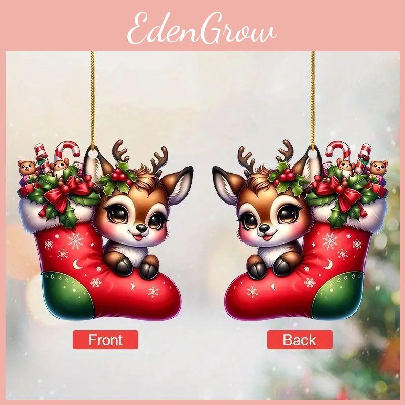 Themed Christmas Reindeer Socks Pattern Acrylic Pendant For Holiday Decoration