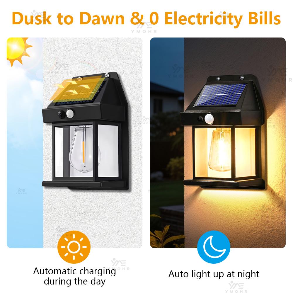 Vintage Solar Lights Outdoor Waterproof Solar LED Outdoor Lighting Warm Christmas Lights Outdoor Solar Lamp with Motion Sensor