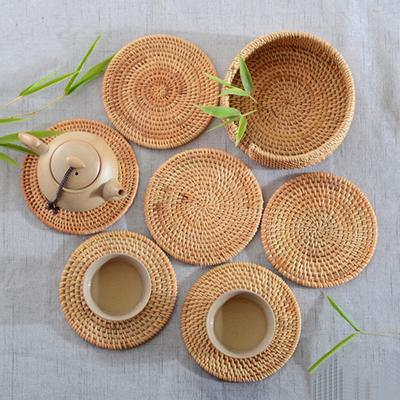 Heat Insulation Coaster Placemat Handmade Rattan Plate Cup Mat Kitchen Accessory