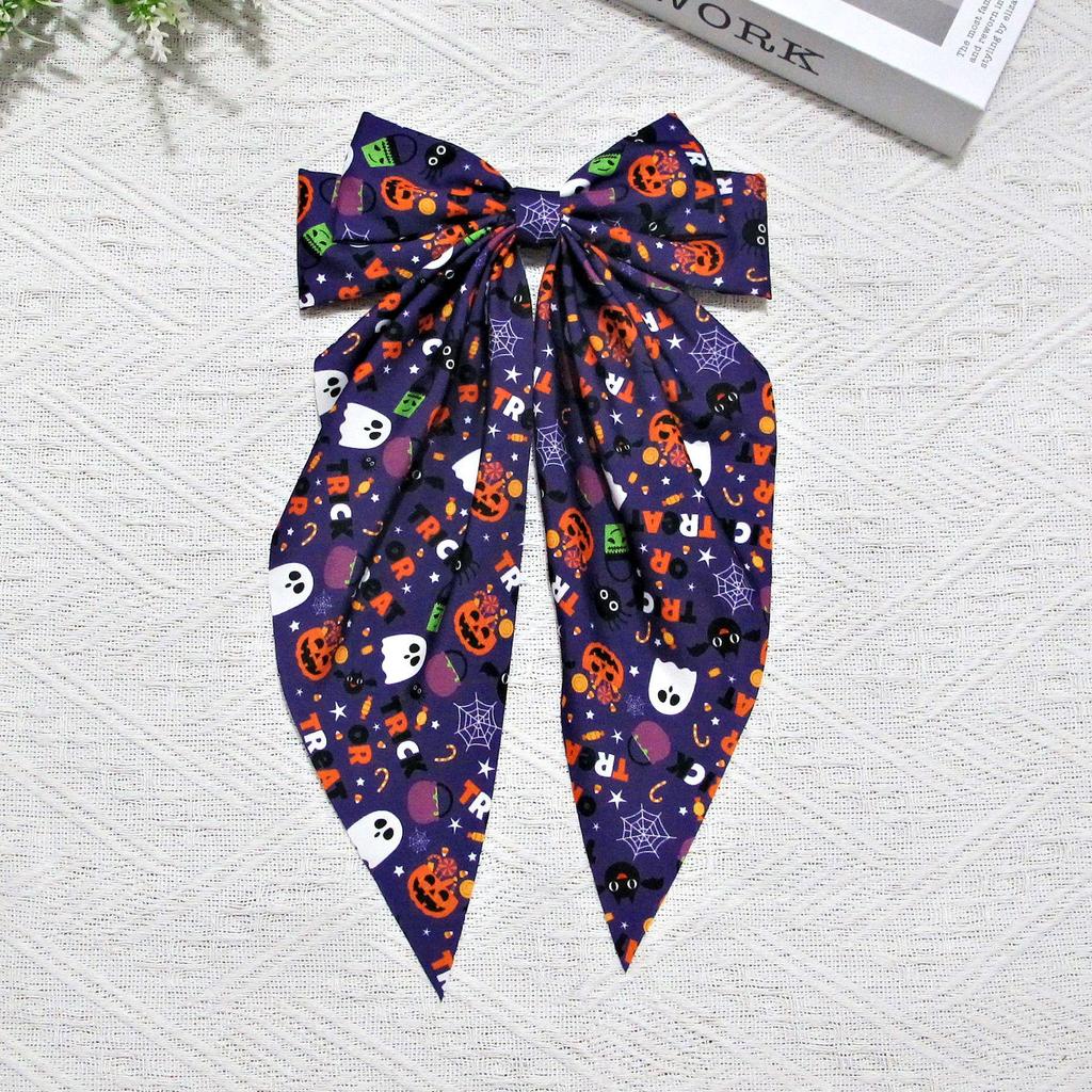 Halloween Pumpkin Ghost Bow Hair Clip - Spooky Hair Ribbon Accessory for Festive Parties