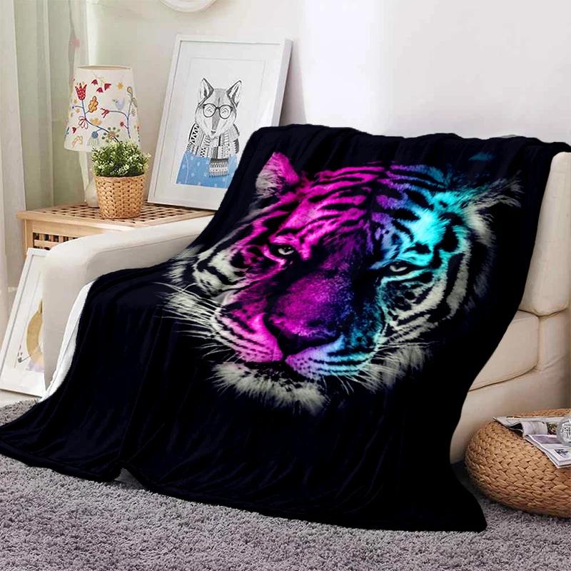 3D Tiger Blanket Super Soft For Spring Autumn Modern Line Art Sherpa Blanket Bedspread Throw Travel Dropship