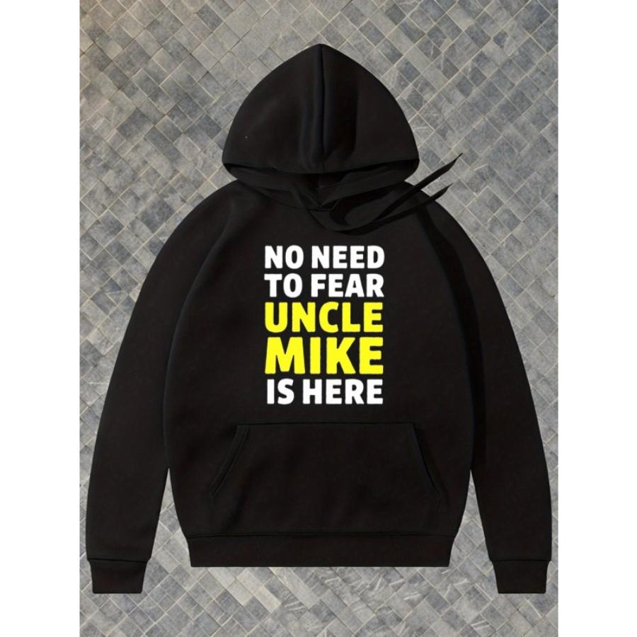 Trendy Graphic Print Hooded Sweatshirt for Men Polyester Windproof Fall Winter Daily Top XXL чёрный