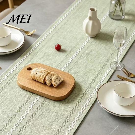 Nordic Table Runner Cotton Linen for Dining Table, Minimalist Long Desk Home Decor Kitchen Coffee Tea Natural Rustic