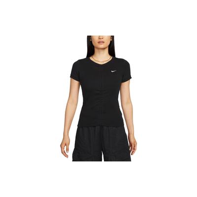 Sportswear Essentials Ribbed Short-Sleeve T-Shirt Women Tops Black FB8277-010