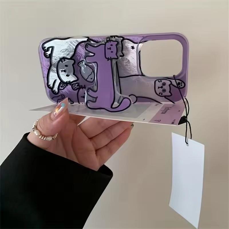 Perforated Vortex Shell IND Purple Fish Cat Phone Case For iPhone 17 16 15 14 13 12 11 Pro Max X 7 8 Plus Shockproof Clear Cover