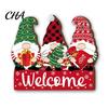 Decorative Hanging Plaque for Porch Christmas Wooden Pendant, Reindeer/Santa Claus/Gnome Pattern Sign, Welcome Sign with Natural Pine Door Hanger Hemp