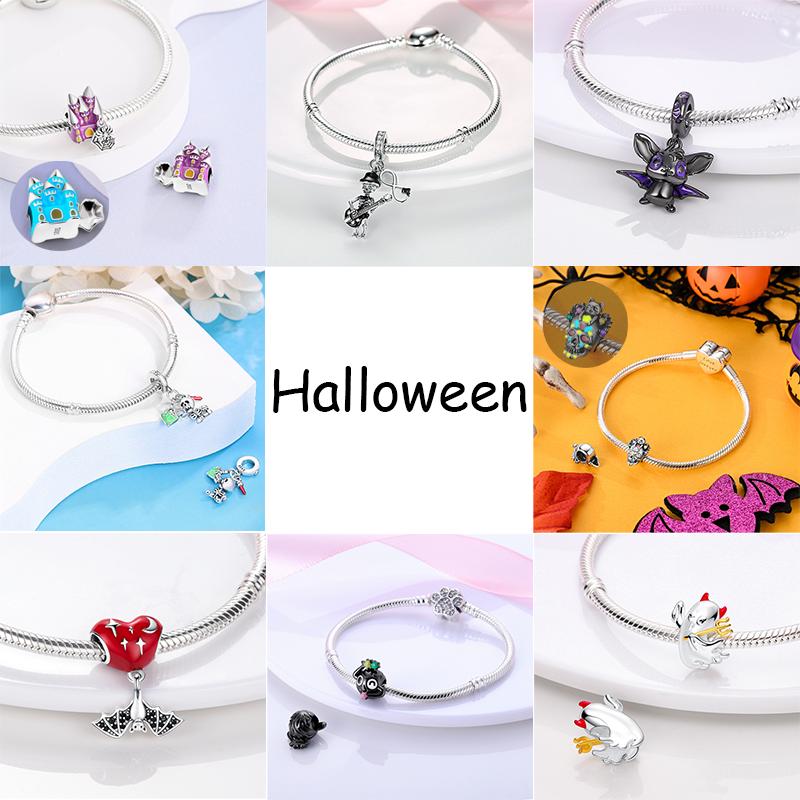 copper Charm Bead Charms Bead Charms Halloween Pumpkin Skull Collection Dangle Compatible With Authentic Bracelets Necklaces Women Do It Yourself Jewe