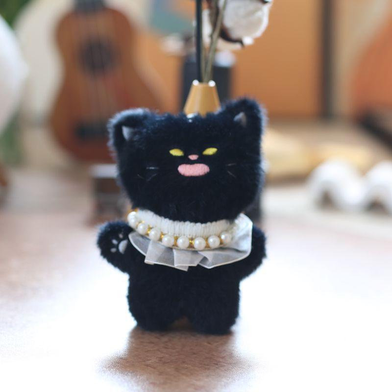 Cute Angry Cat Pendant Plush Toy Doll Soft Stuffed Keychain Bag Hanging Decoration Keychain Pendant Stuffed Doll Girl Kid Gift
