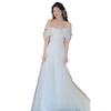 One-word Shoulder Light Wedding Dress Korean Super Fairy Mori Bride Morning Robe Evening Dress Going Out Yarn Light Luxury Small Trailing Dress Skirt