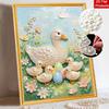 DIY Frameless Pearl Painting Kit Duck Family Eggs 3D Shiny Bead Art Canvas Relaxing Creative Craft for Home Wall Decor Gift