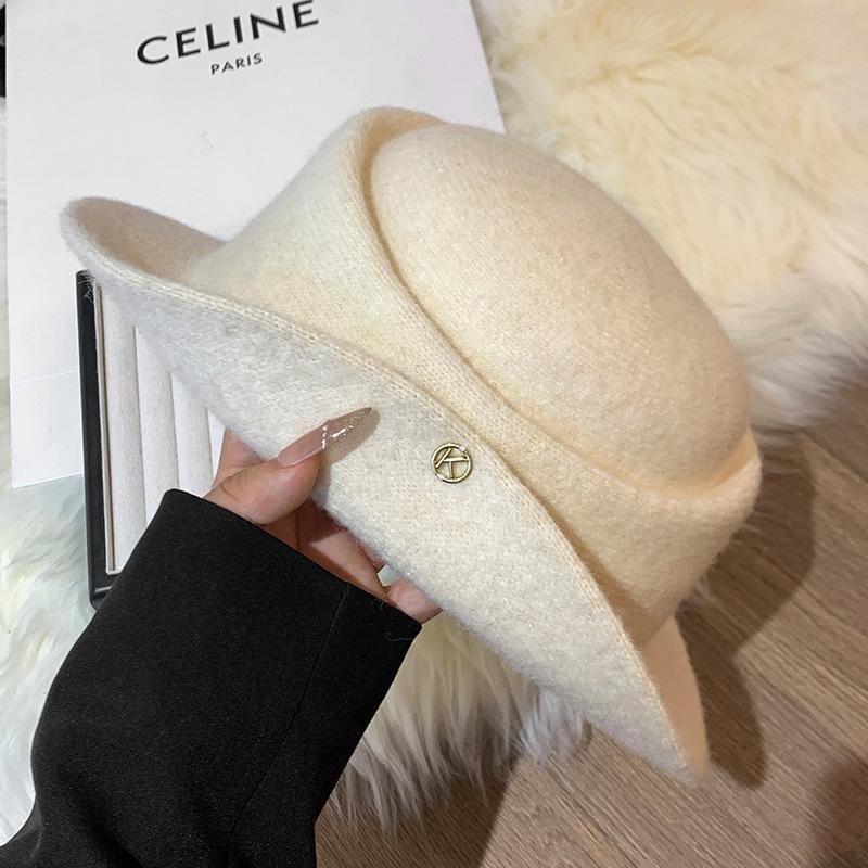 French daughter style elegant top hat female autumn and winter Hepburn style beret retro fashion face hat bucket hat