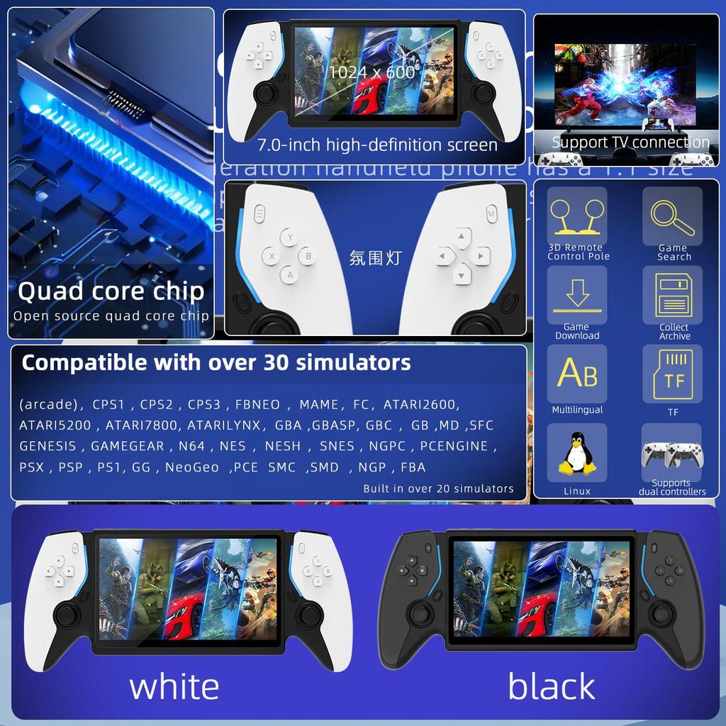 PS5 Handheld Open-source Game Console, High-definition Arcade, Supports Two Player Battles and Dual Controller Consoles