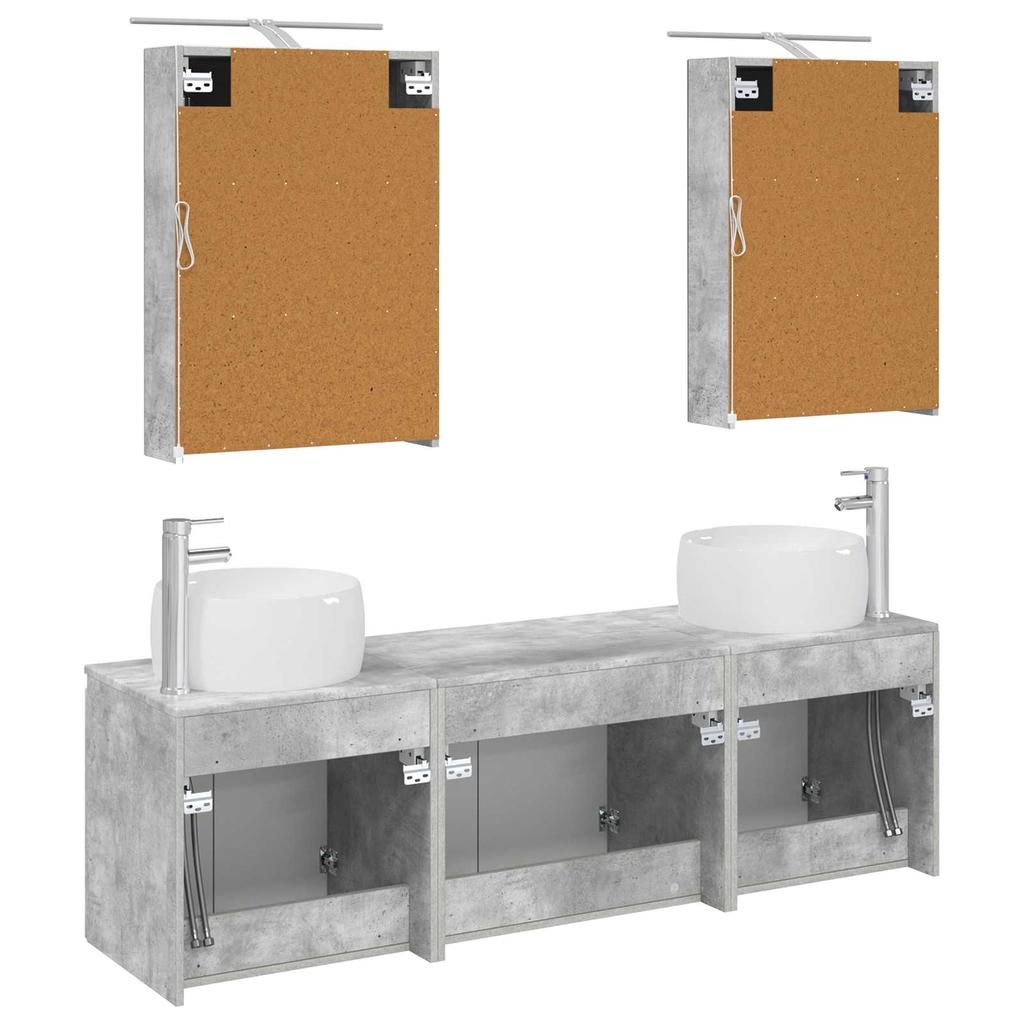 Bathroom Cabinet Set 5 Pcs Concrete Grey Particleboard