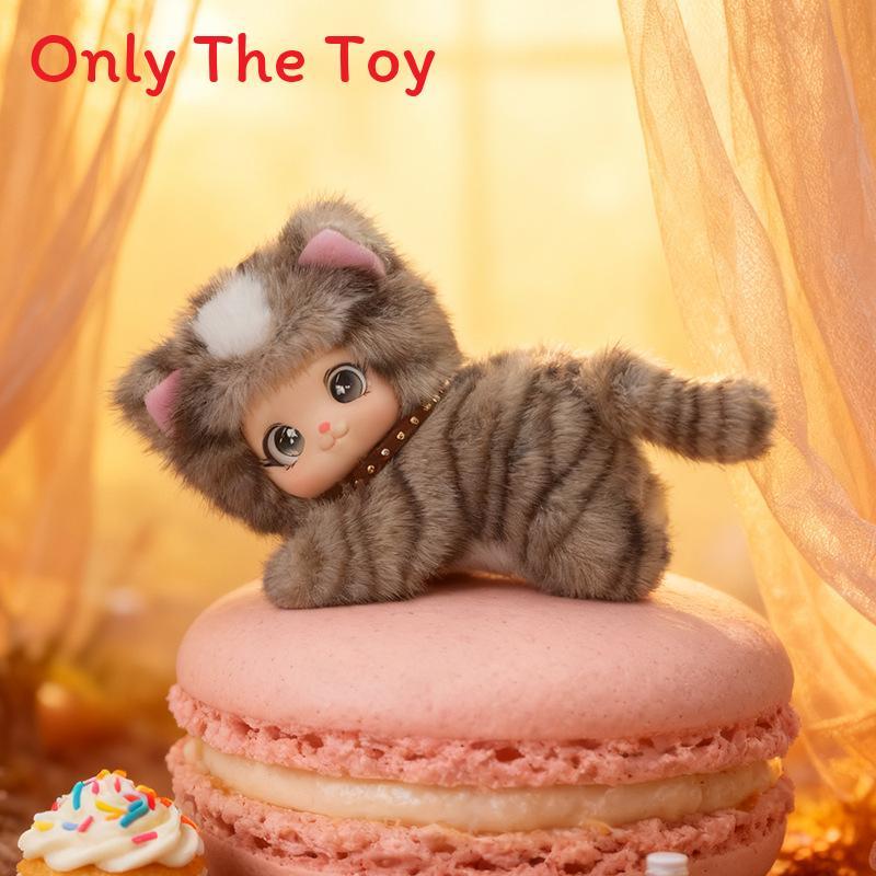 Plush Family Cat Face Toy With Short Faux Fur For Office Desk Decor