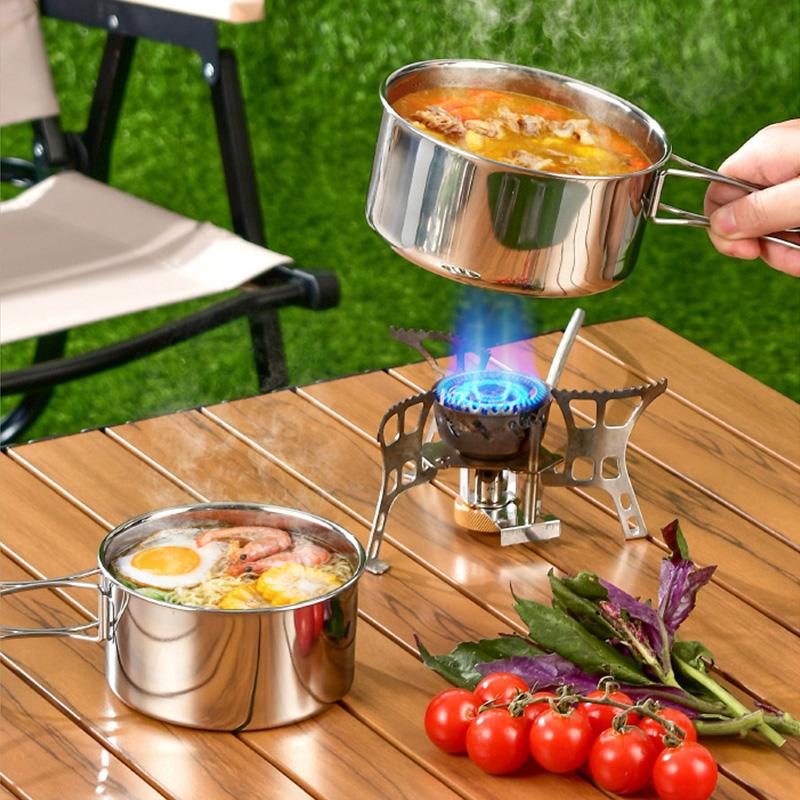 Stainless Steel Camping Tableware Outdoor Cookware Set Ultralight CampinHike Picnic Pot Spoon Fork Travel Picnic Equipment