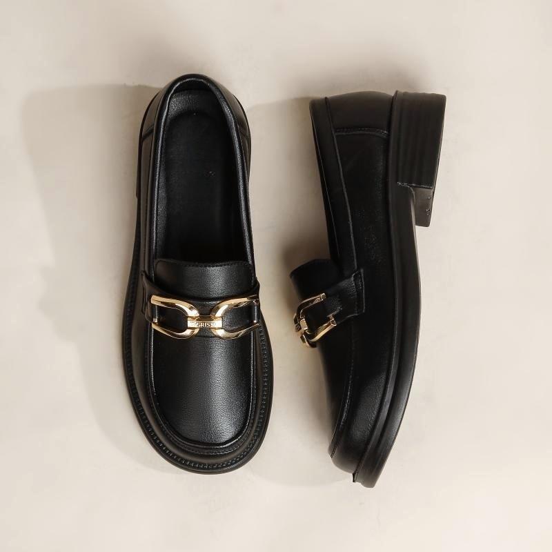 Loafers Women Shoes New in Fashion Luxury Designer Platform Thick Bottom Height Increasing Shoes Metal Chain Slip on Dress Shoes
