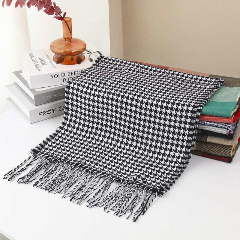 Stylish British Plaid Cashmere-Feel Scarf for Men & Children - Autumn/Winter Warm Shawl & Snood