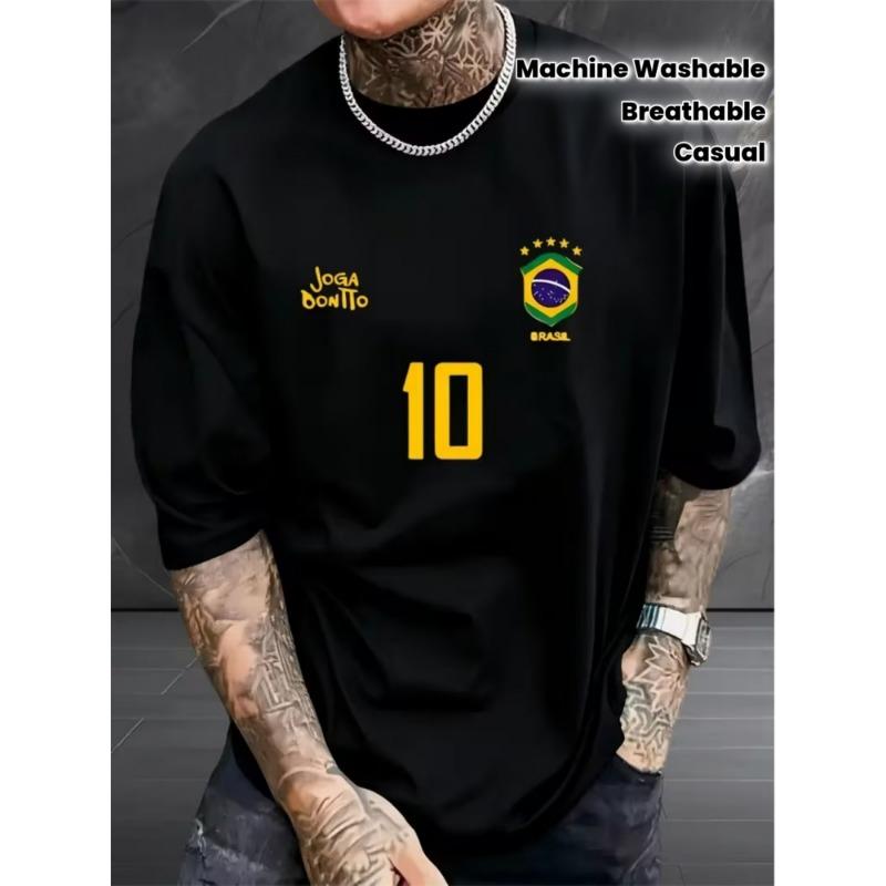 2026 Fashion Trend Print 100% Cotton Men T-shirt Summer Daily Outdoor Sports Party Casual Loose Comfortable Street Short-sleeve
