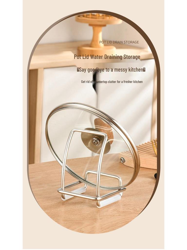 304 Stainless Steel Double-Slot Cutting Board and Pot Lid Rack - 6MM Thickened Shelf for Kitchen Storage