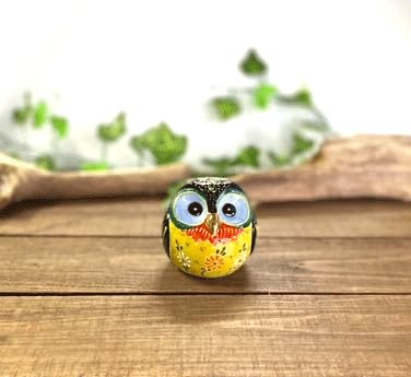 Hyakukaen Kutani Owl Figurine, Lucky, Decomori, Black, Size 2.2