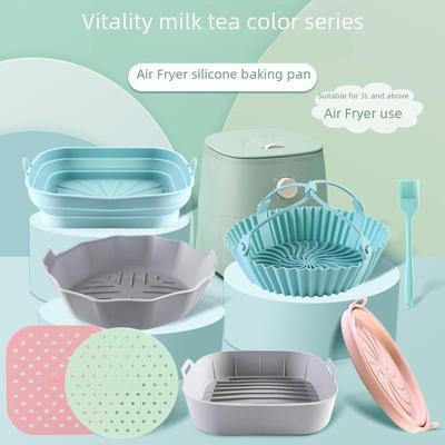 Plateau en silicone pour friteuse à air avec poignée et accessoires de tapis de cuisson