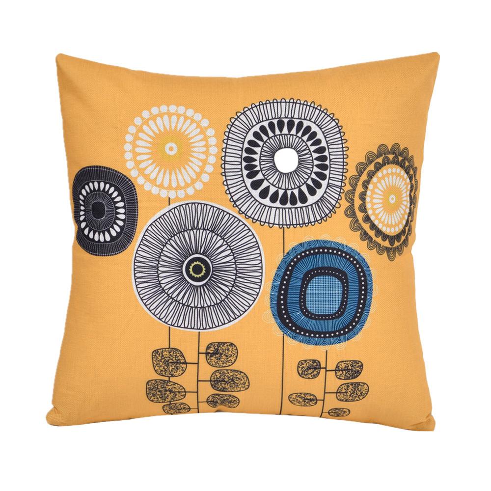 45x45cm Retro Sunflower Flower Printed Home Sofa Chair Seat Cushion Cover Cotton Linen Decoration