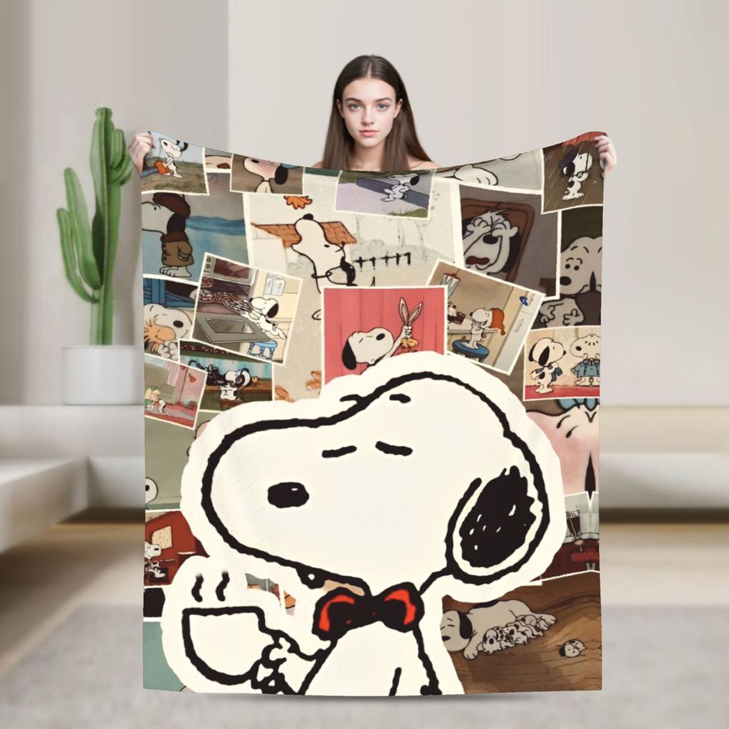 Cute Snoopys Manga Blankets Plush Throw Blankets Bedroom Sofa Portable Soft Warm Bedsprea,