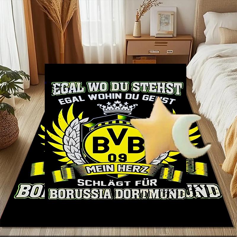 Bvb Soccer Ball Design Printed Office Carpet Chair Cushion Entryway Rug, Rugs for Living Room, Bedroom Christmas gifts
