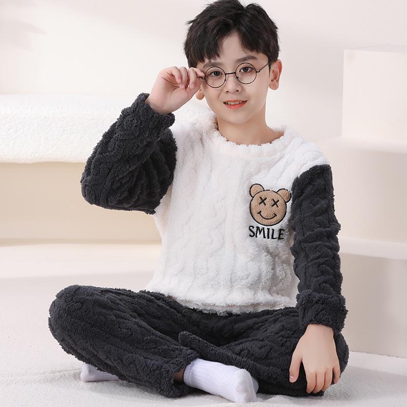 

«Пижама из плотного плюша кораллового флиса для мальчиков на осень и зиму — фланелевая домашняя одежда для детей» Size 16 (Height 135-145cm)