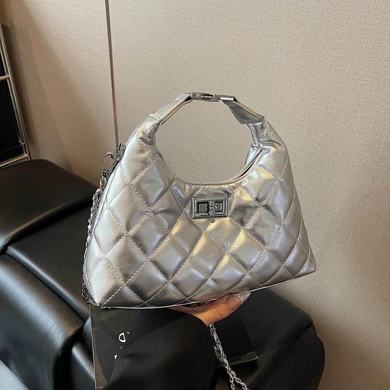 Rhombus Chain Bag Women's 2025 New High Sense Versatile Commuter Internet Celebrity Fashion Japanese and Korean Shoulder Messenger Bag