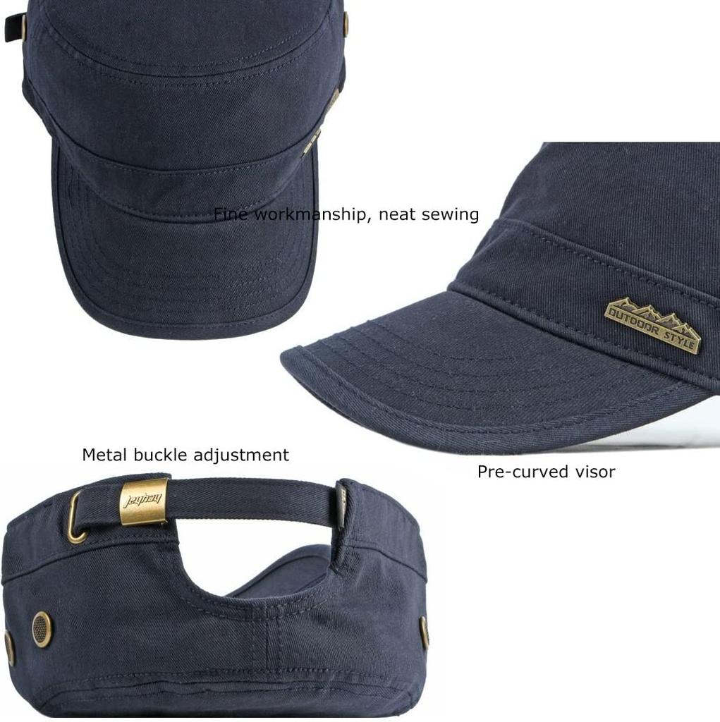 AXIAO Cotton Military Work Adjustable for Fall and Winter Outdoors and Fishing Men's 100% Cap, Size, (Blue)