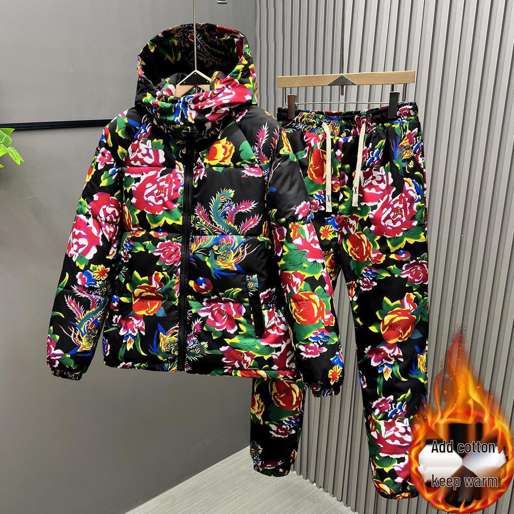 Influencer Winter Style: Peony Floral Thick Cotton Quilt Set & Jacket