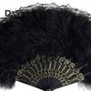 Abanico plegable vintage de plumas y encaje con borlas, portátil, de mano, para verano, para decoración, accesorios de baile, accesorios para fiestas y disfraces.