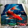 Lucky Koi Fish Water Splash Blanket, Vibrant Koi Flannel Throw Blanket for Home Decor