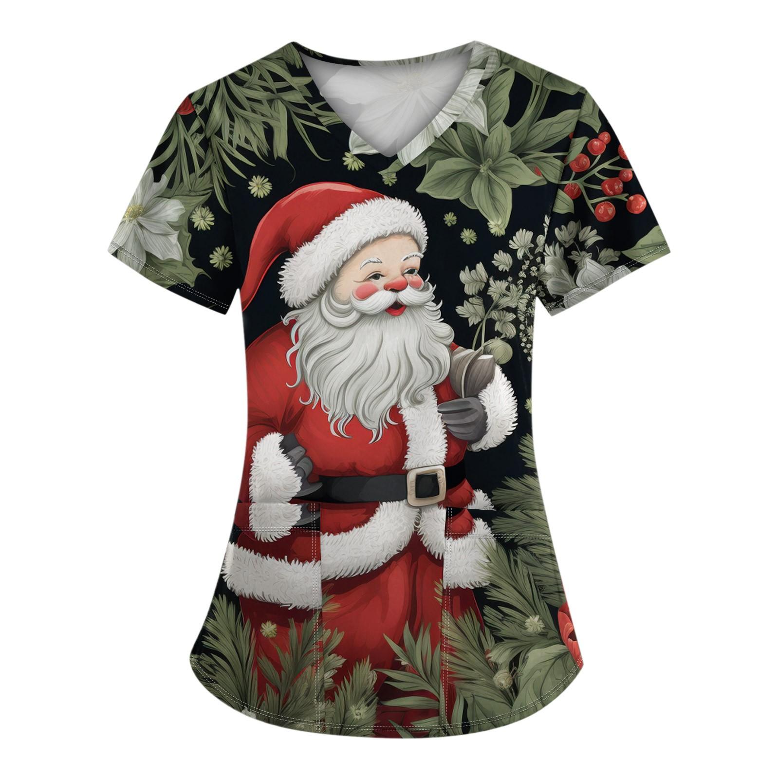 

Жіноча різдвяна робоча уніформа з V-подібним вирізом і кишеньковою захисною уніформою XXXL