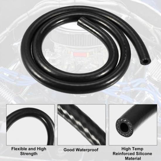 Universal Car Silicone Vacuum Tubing Hose Line Black ID 8mm 3.28ft Pack of 1